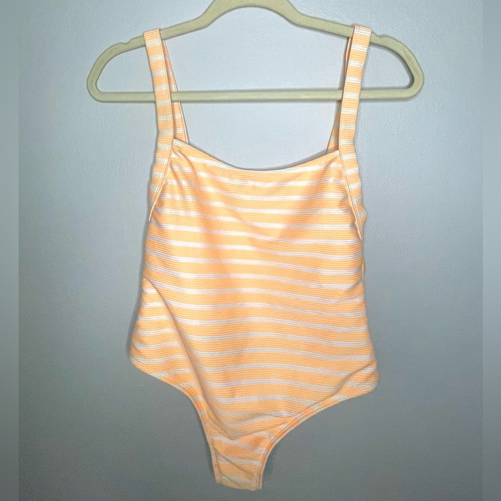 Orange striped one piece